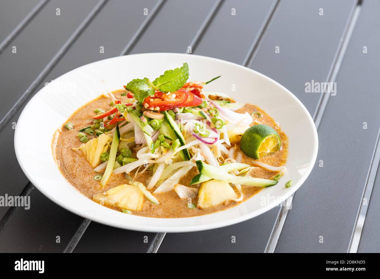 Laksa Johor Popular Malay Noodle With Ulam And Sambal Belacan Stock Photo Alamy