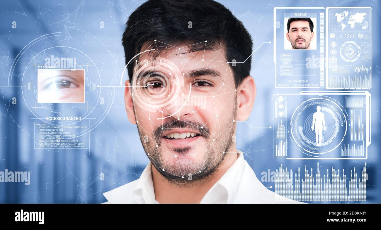 Facial recognition technology scan and detect people face for
