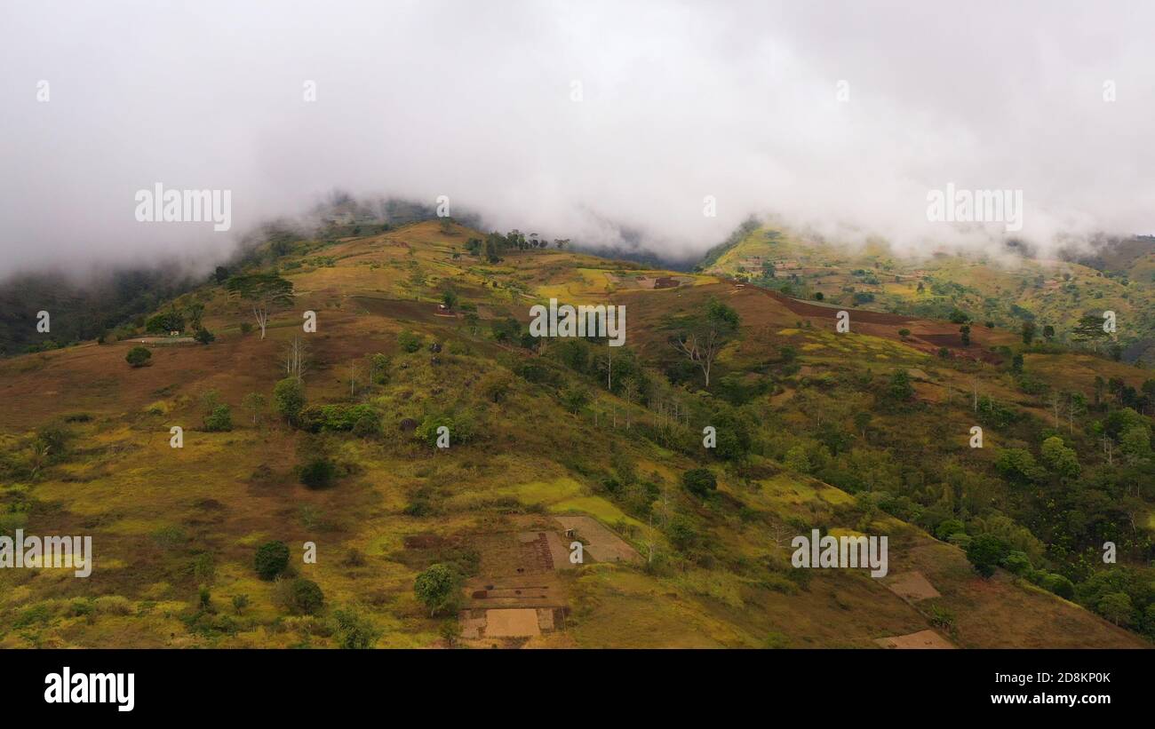 Farm and agricultural land with crops in the mountainous area of the