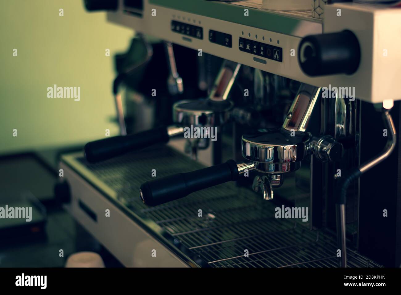 Close up nozzle of modern and automatic of coffee making machine Stock