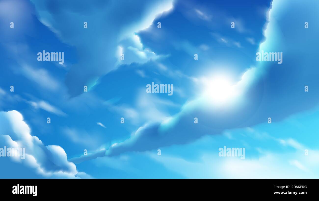 vector illustration of anime clouds on the bright blue sky Stock Vector ...