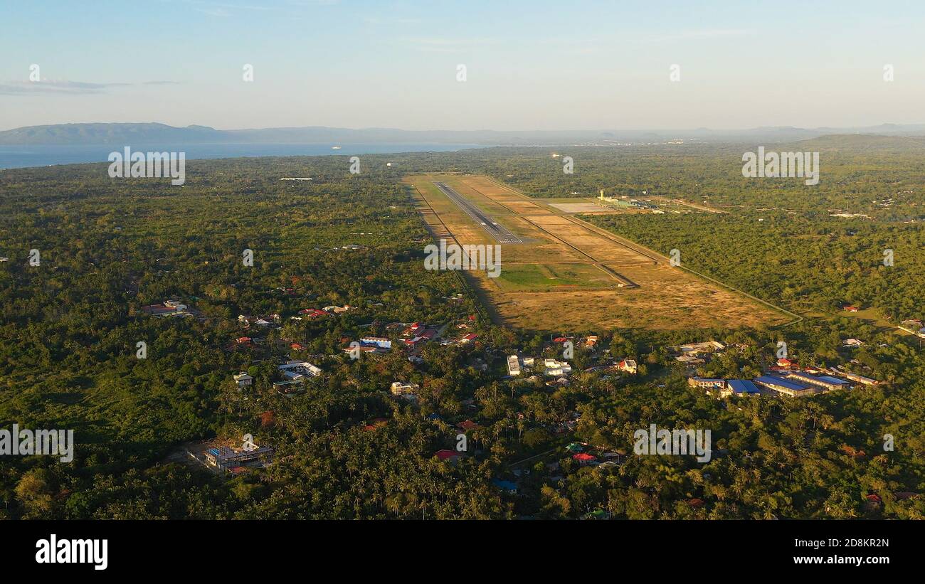 Aerial view of International airport on Panglao Island, Bohol