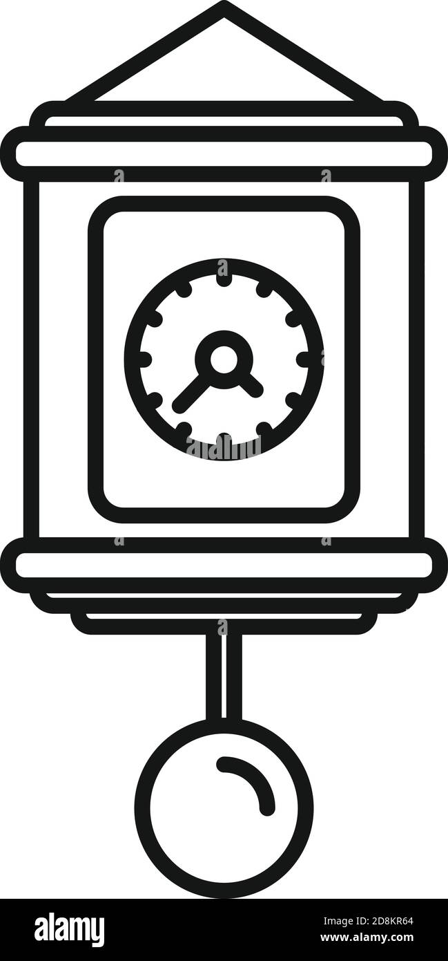 Kinetic pendulum clock icon, outline style Stock Vector