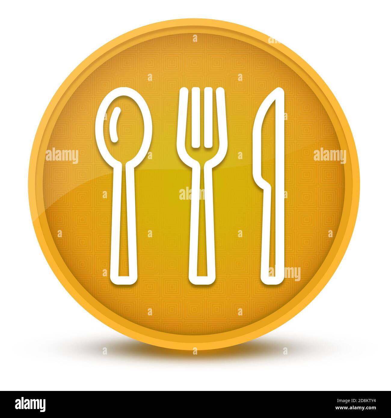 Cutlery luxurious glossy yellow round button abstract illustration Stock Photo