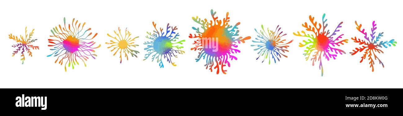 Set of abstract multicolored elements. graphic stylized flower. Vector illustration Stock Vector