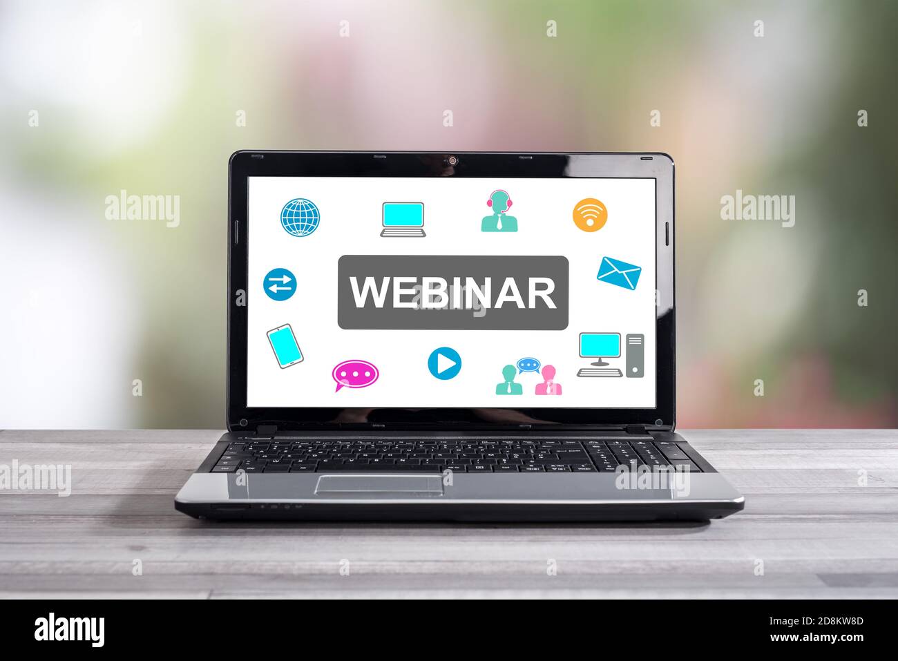 Webinar concept shown on a laptop screen Stock Photo