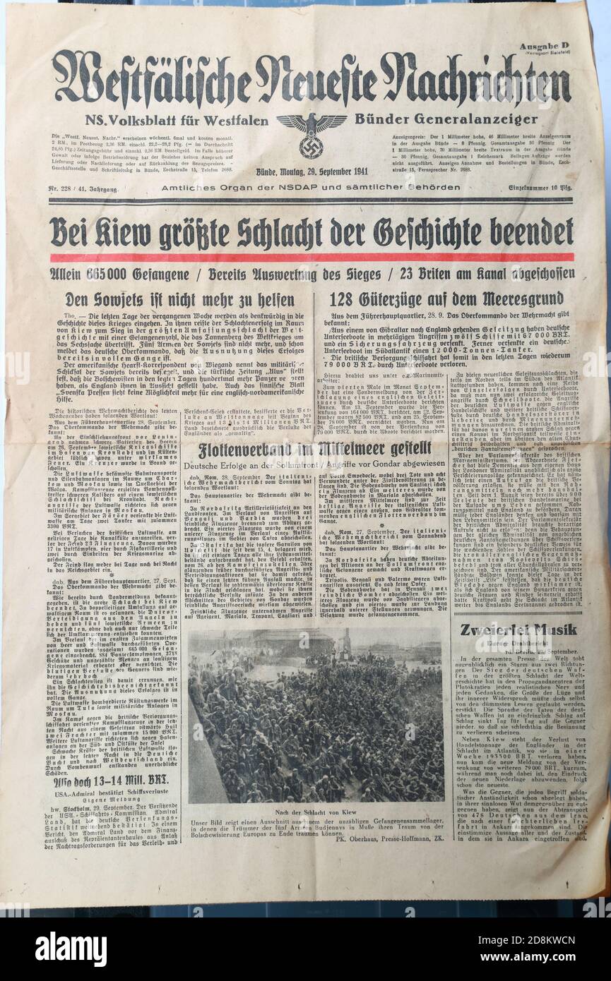 Front Page German War Newspaper High Resolution Stock Photography and