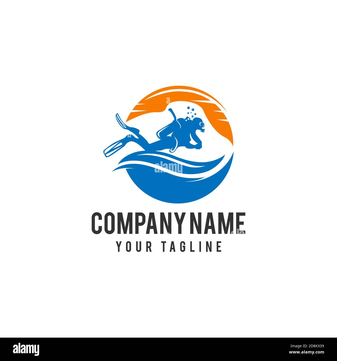 Scuba diving logo template vector. Diver logo concept Stock Vector