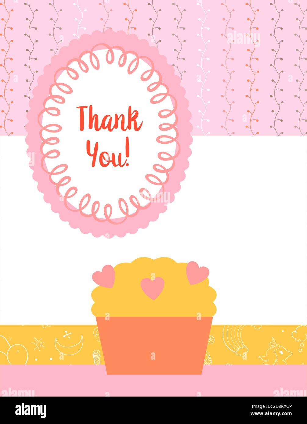 Design template for cute Thank you card . Template for scrapbooking