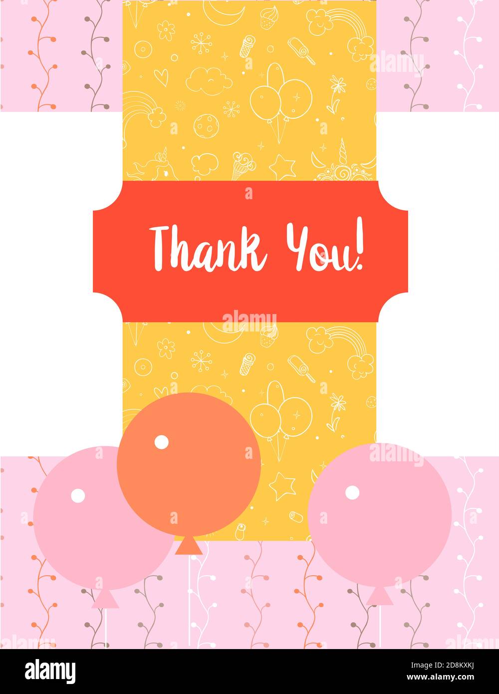 Design template for cute Thank you card . Template for scrapbooking