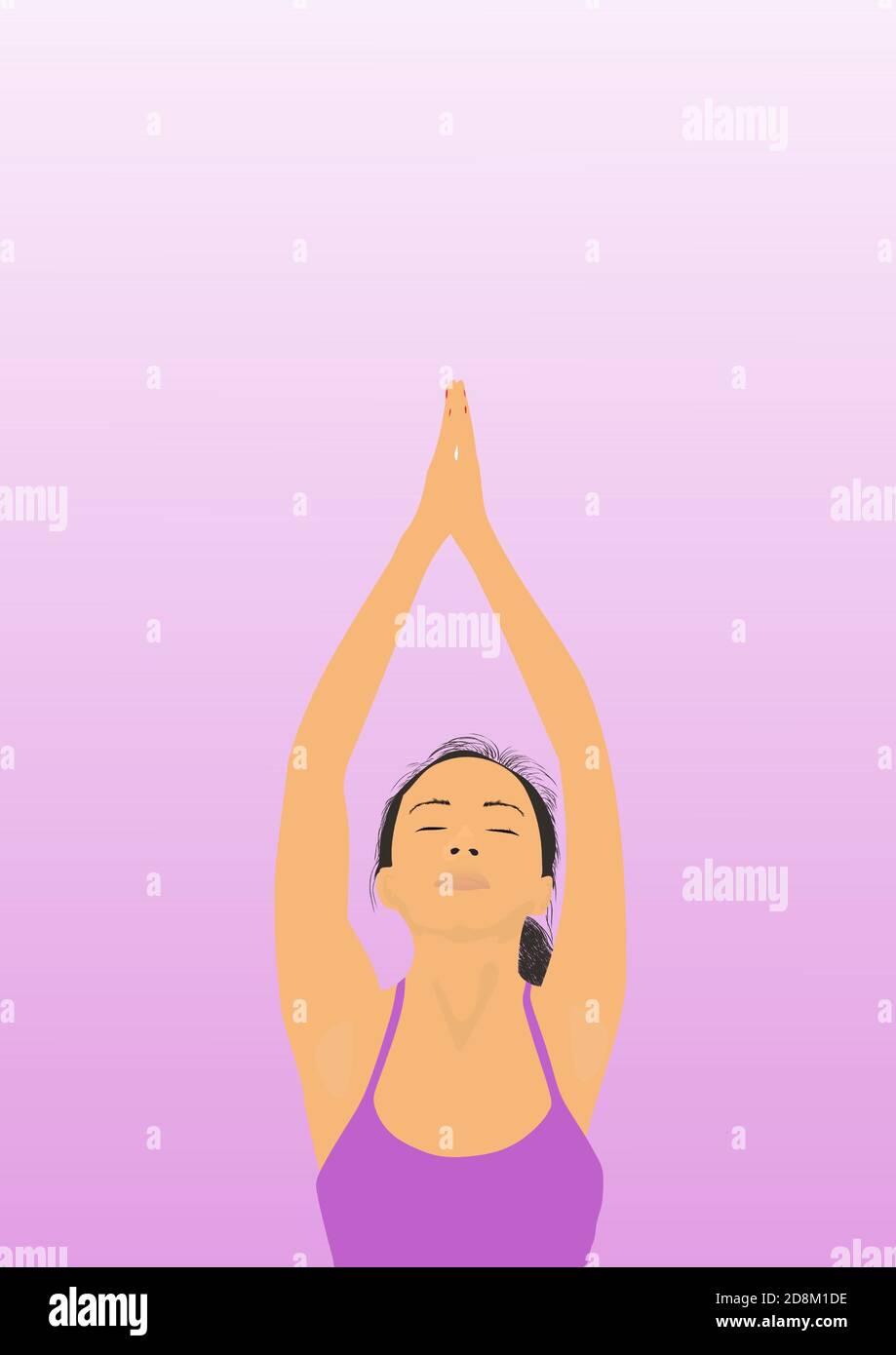 Vertical illustration with yoga woman. Stock Vector