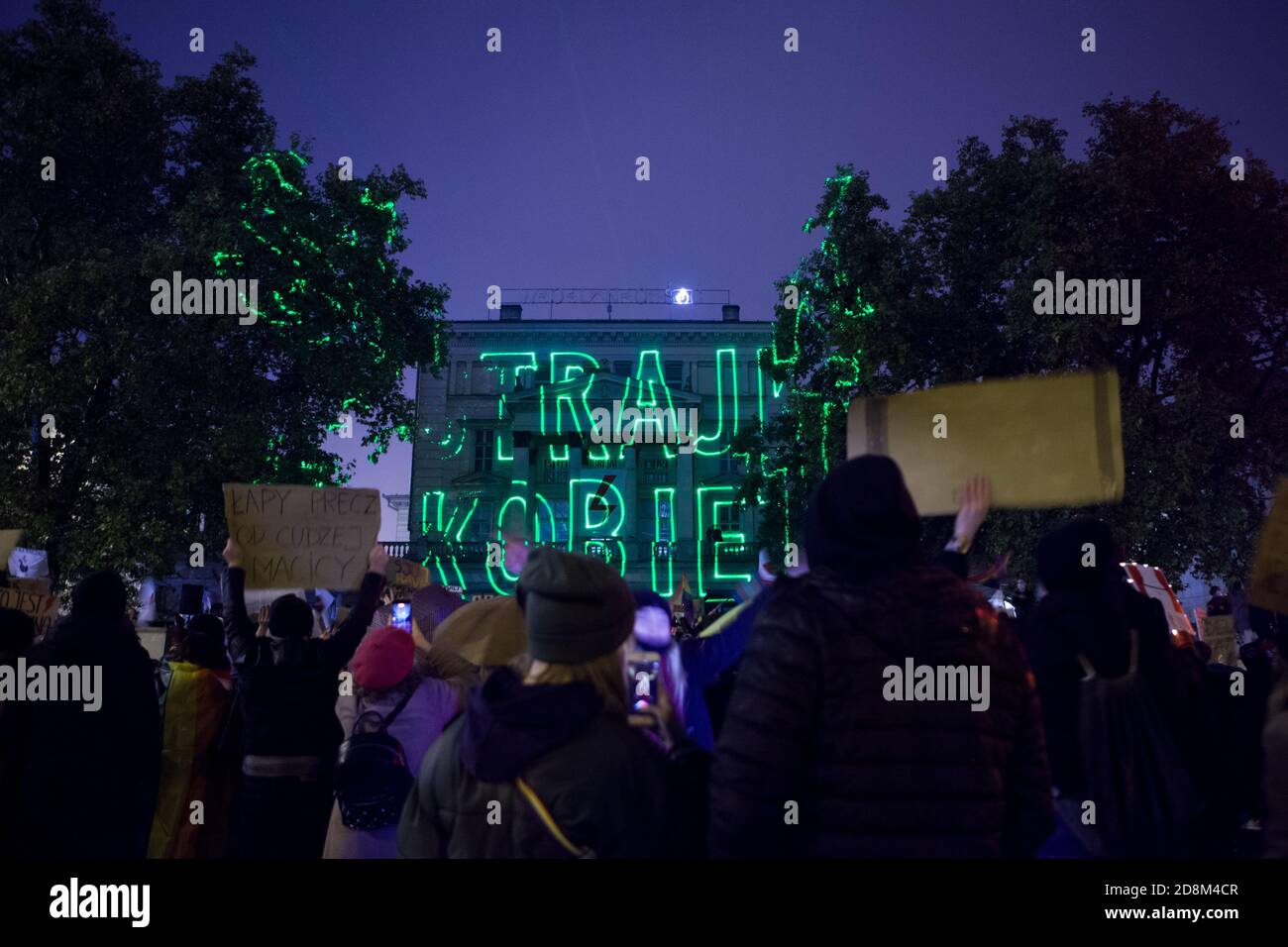 Poznan, POLAND - October 30, 2020: Protest against Poland abortion laws. Women strike and protest over government proposal to tighten abortion law. Stock Photo