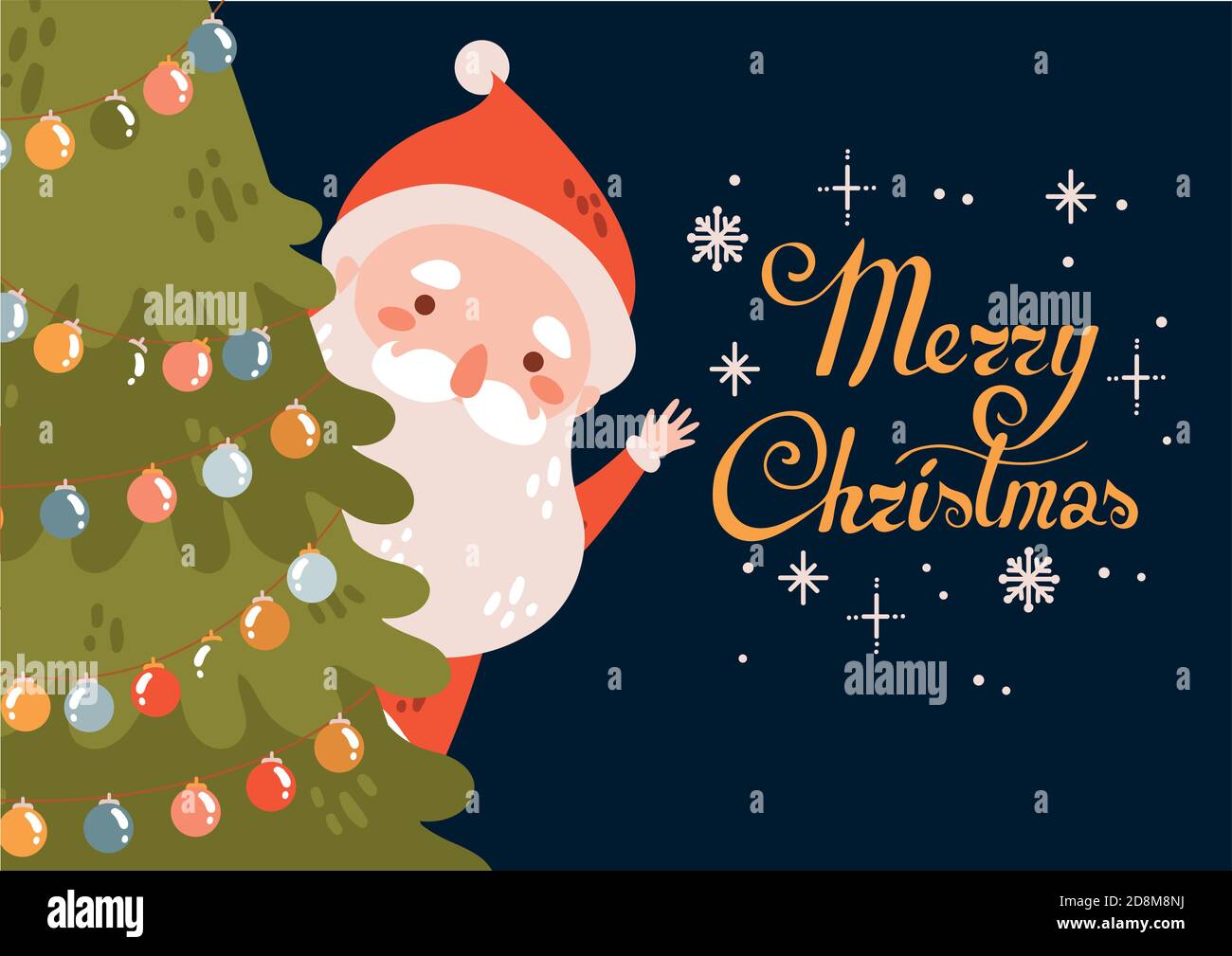 Merry Christmas Card With Cristmas Tree And Garland With Cute Santa Claus Stock Vector Image Art Alamy Merry Christmas Card With Cristmas Tree And Garland With Cute Santa Claus Stock Vector Image Art Alamy