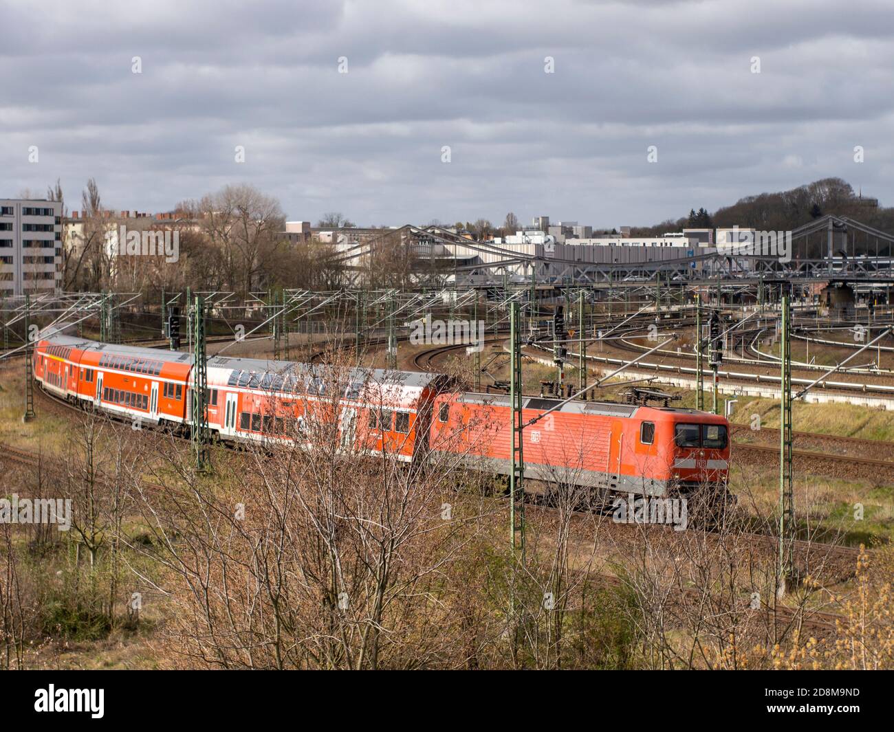 Red Deutsche Bahn train at Gesundbrunnen in Berlin Stock Photo
