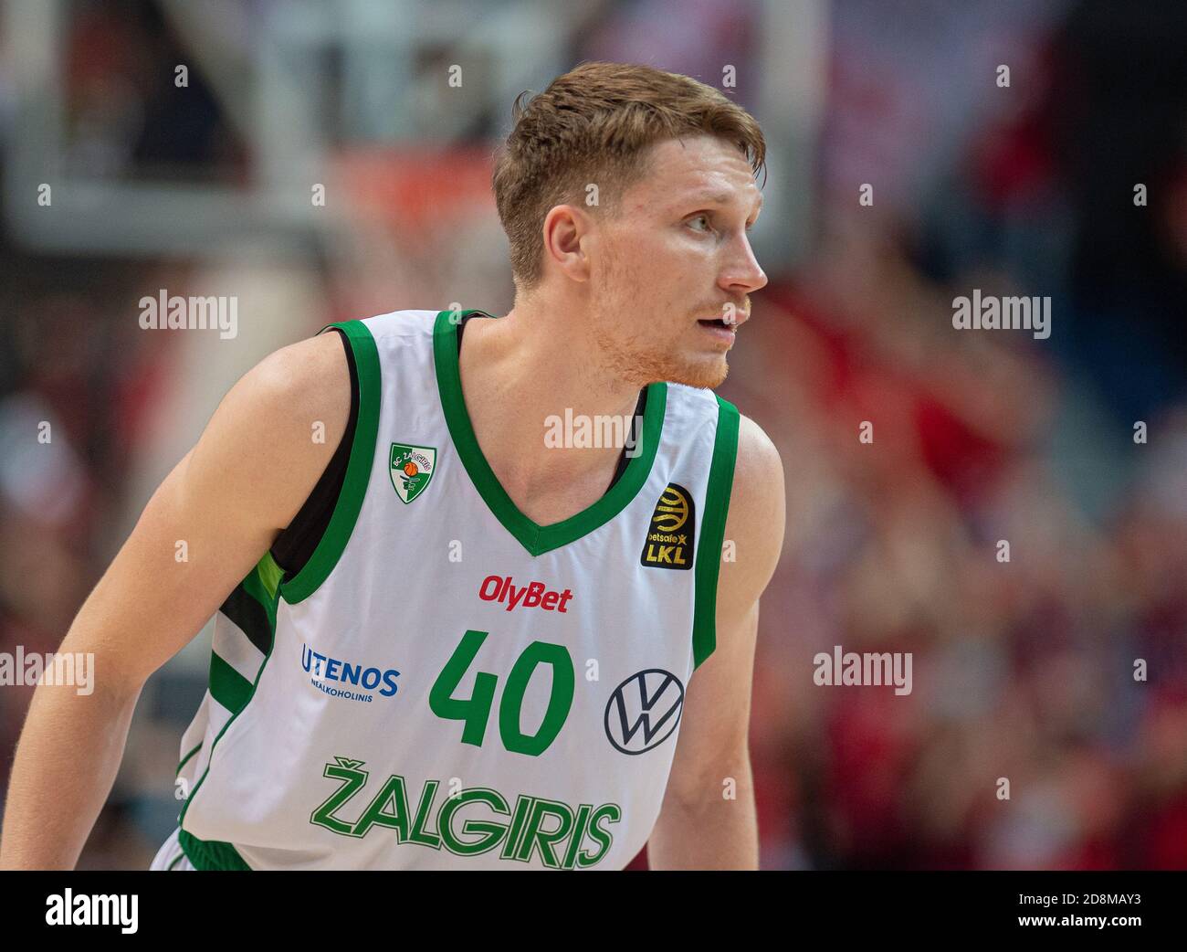 2020 10 25. Marius Grigonis Nr.40 is a Lithuanian basketball player competing in Žalgiris Kaunas club. Stock Photo