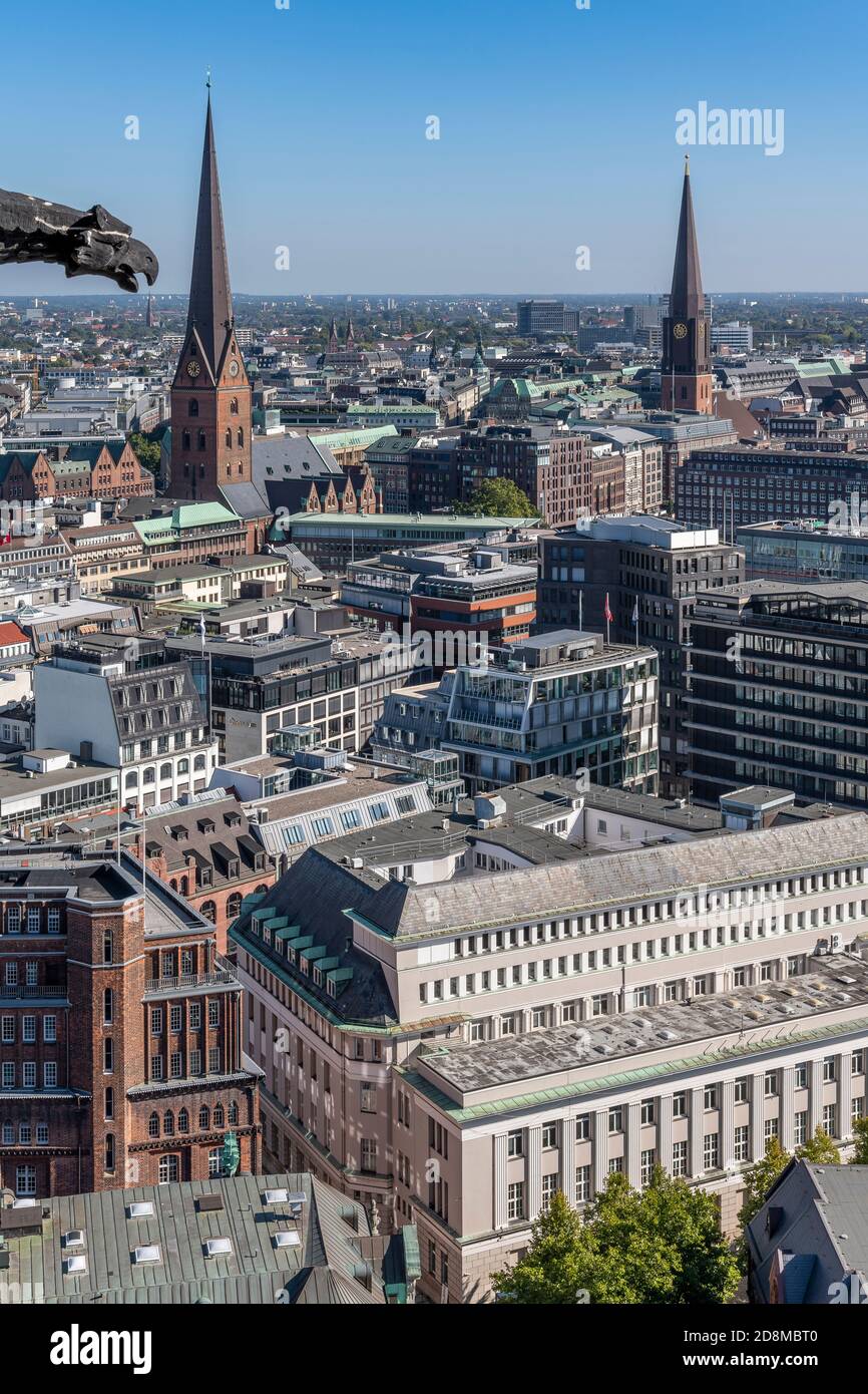 View east from St. Nikolai Memorial in Hamburg, showing St. Peter's ...