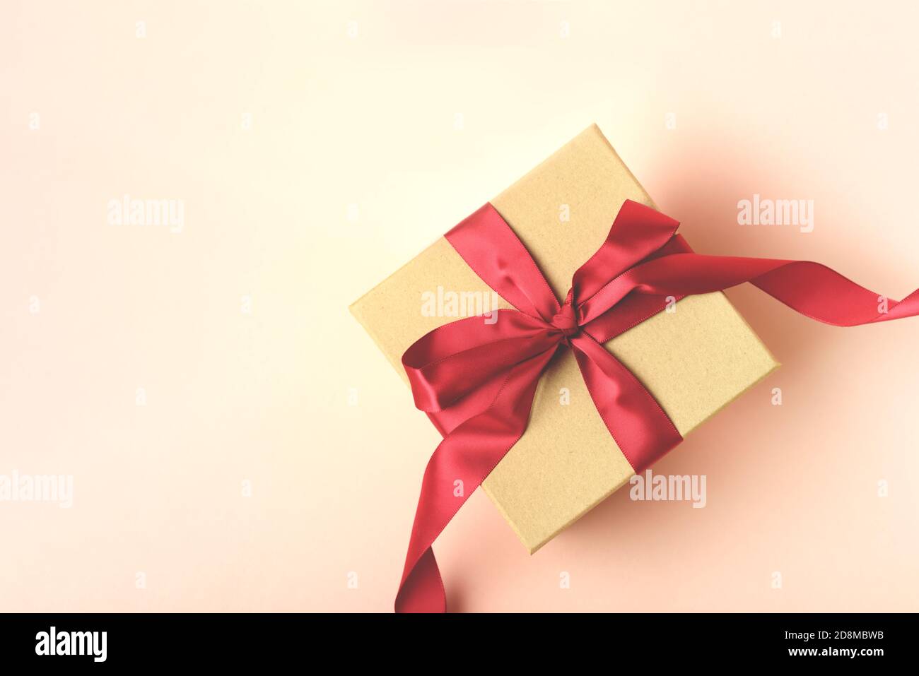 A craft box on the pink background. Stock Photo