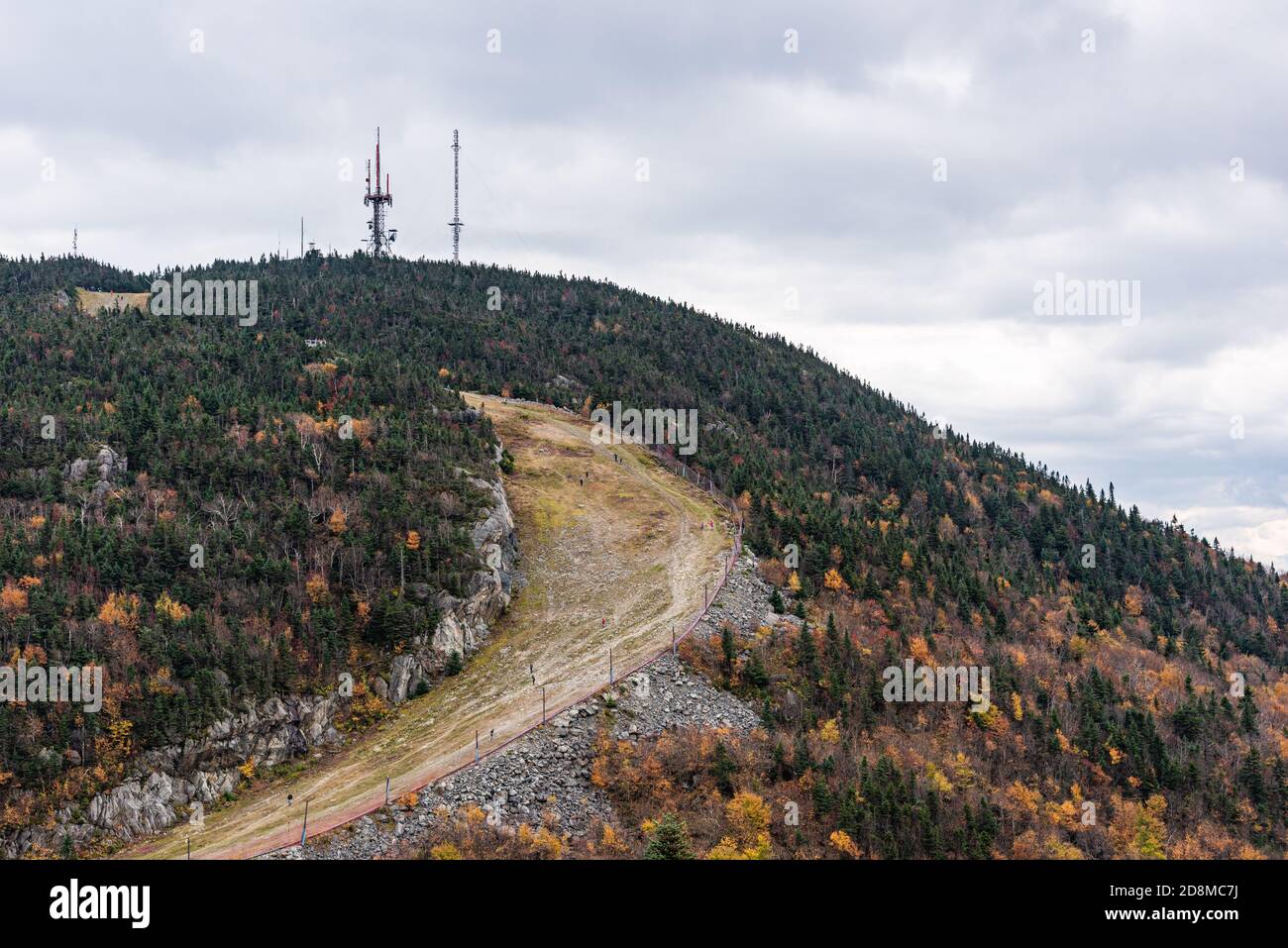 The Orford Mount and one of his ski slope without snow at the autumn, Estrie, Quebec, Canada. Stock Photo