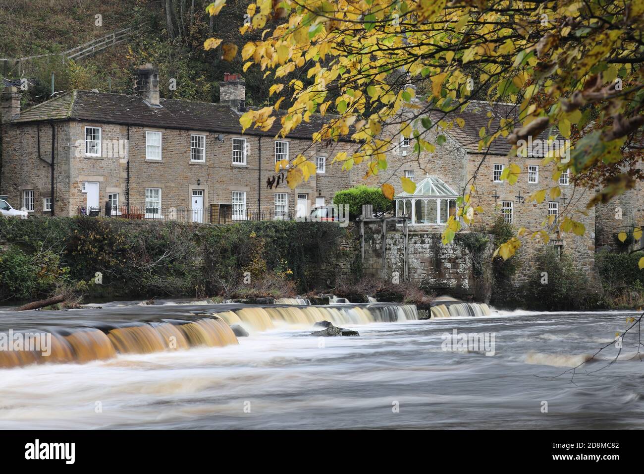 Barnard Castle, Teesdale, County Durham, UK. 31st October 2020. UK Weather. With river levels already high in northern England due to recent rains, they are expected to rise further as Storm Aiden and then the remnants of ex hurricane Zeta cross the UK over the weekend. Credit: David Forster/Alamy Live News Stock Photo