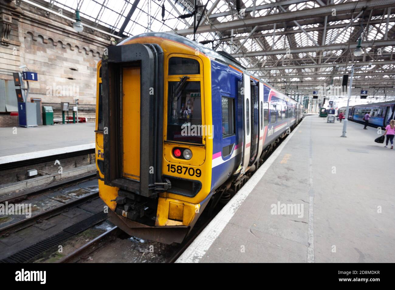 British Rail Class 158 train at Glasgow Central station in 2010. The operator at the time was First Scotrail Stock Photo