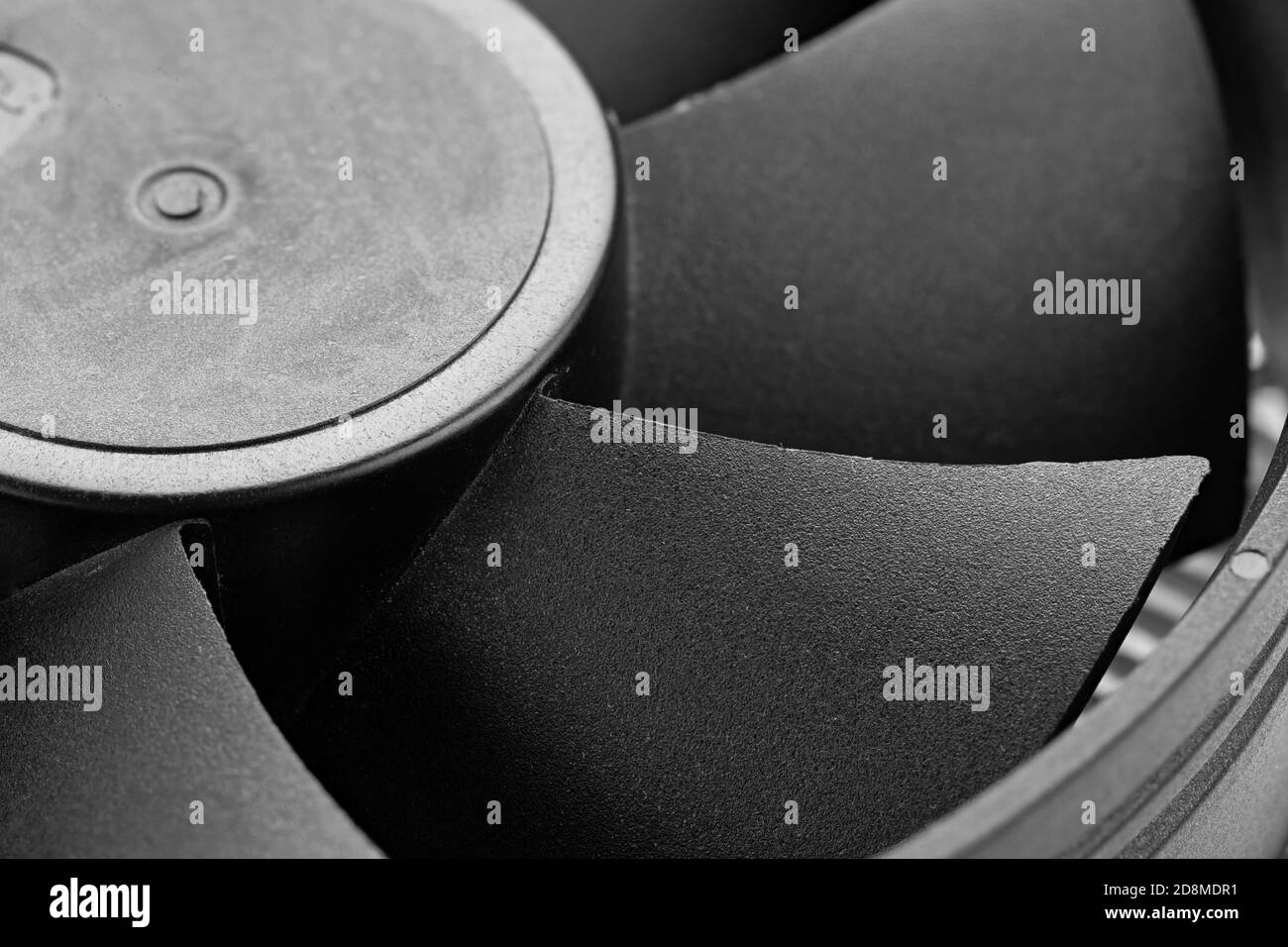 CPU fan. Cooling ventilation system for computer. Closeup view Stock