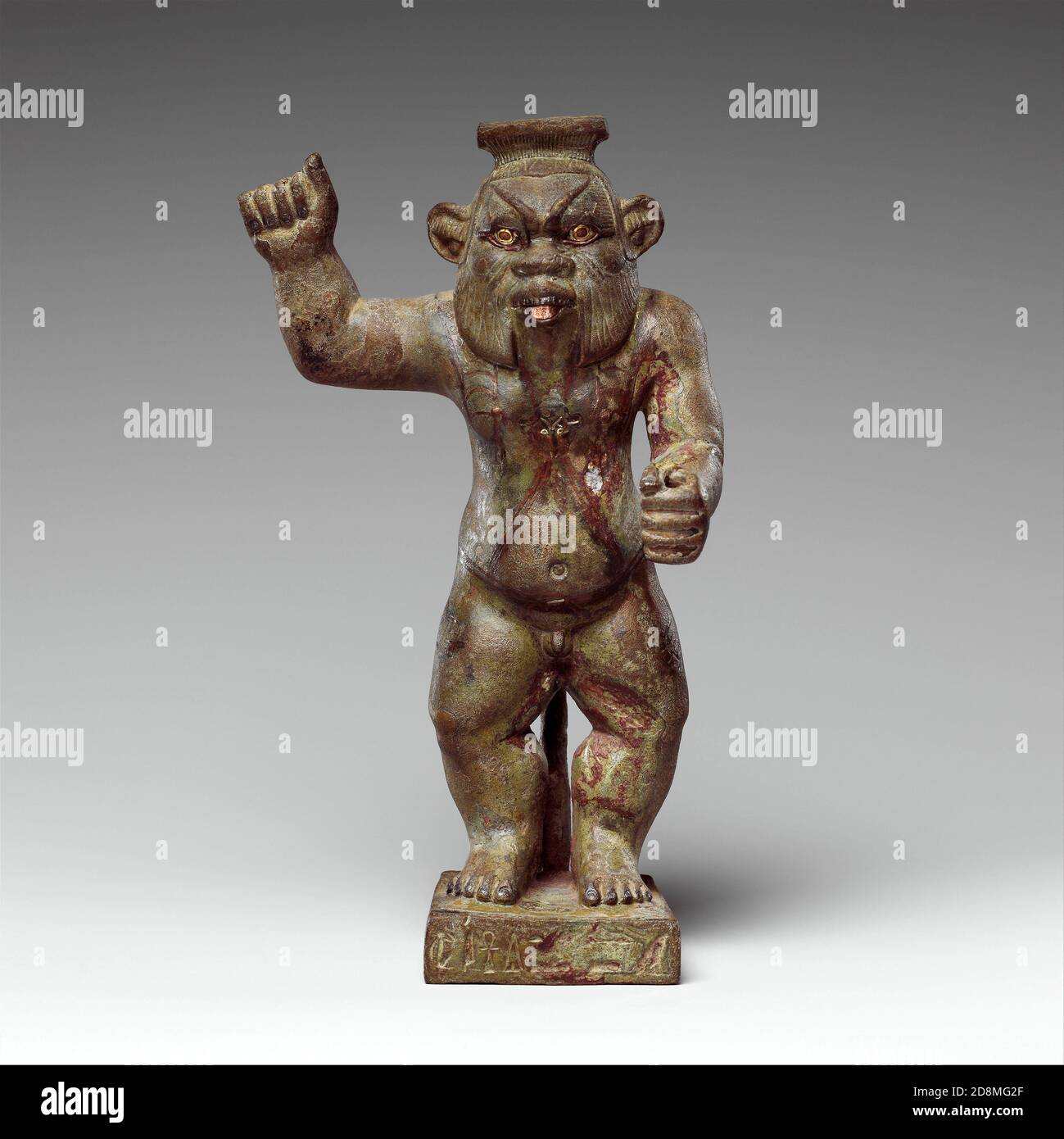 Bronze Egyptian statuette of god Bes in the Met Museum in N.Y.C. Stock Photo