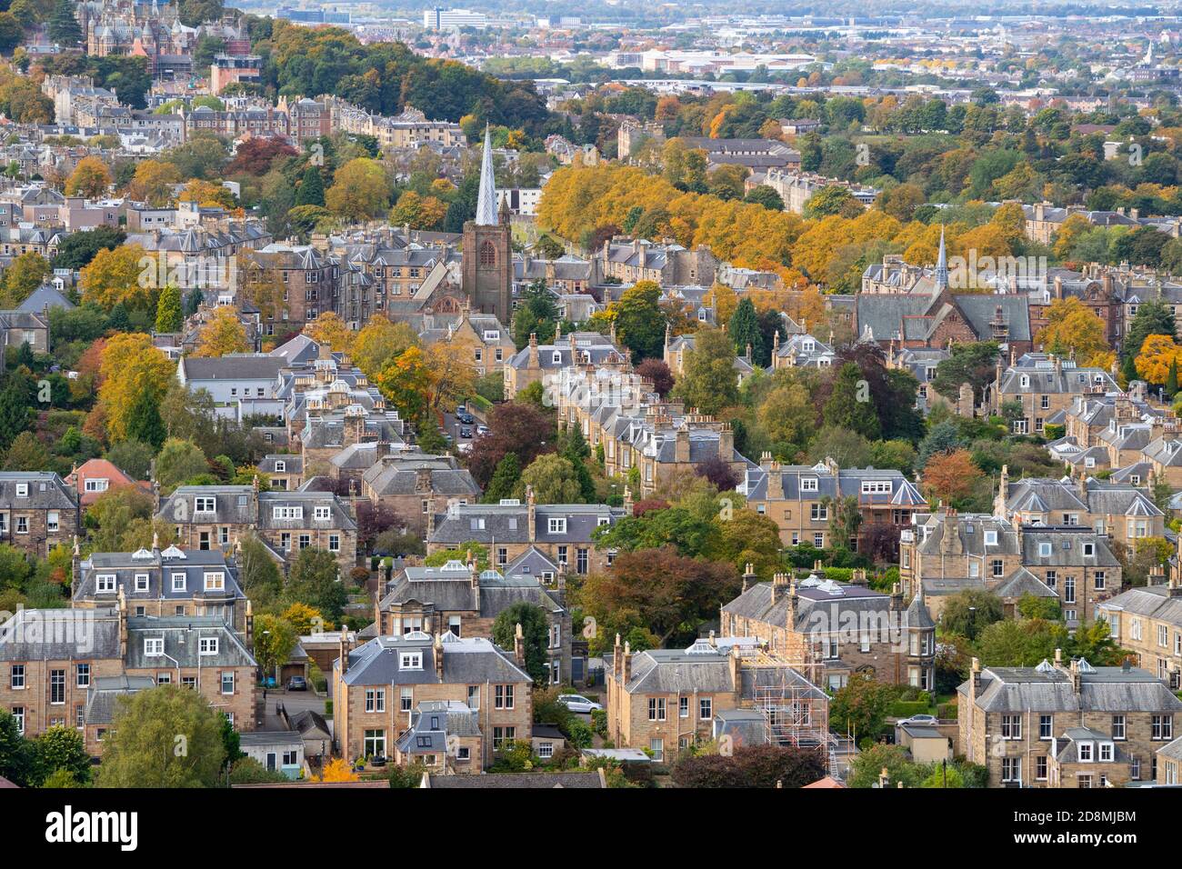 View of large houses in Morningside district of Edinburgh, Scotland, Uk Stock Photo