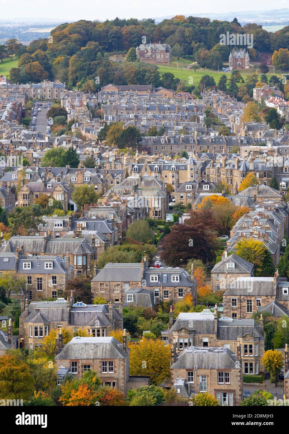 View of large houses in Morningside district of Edinburgh, Scotland, Uk Stock Photo