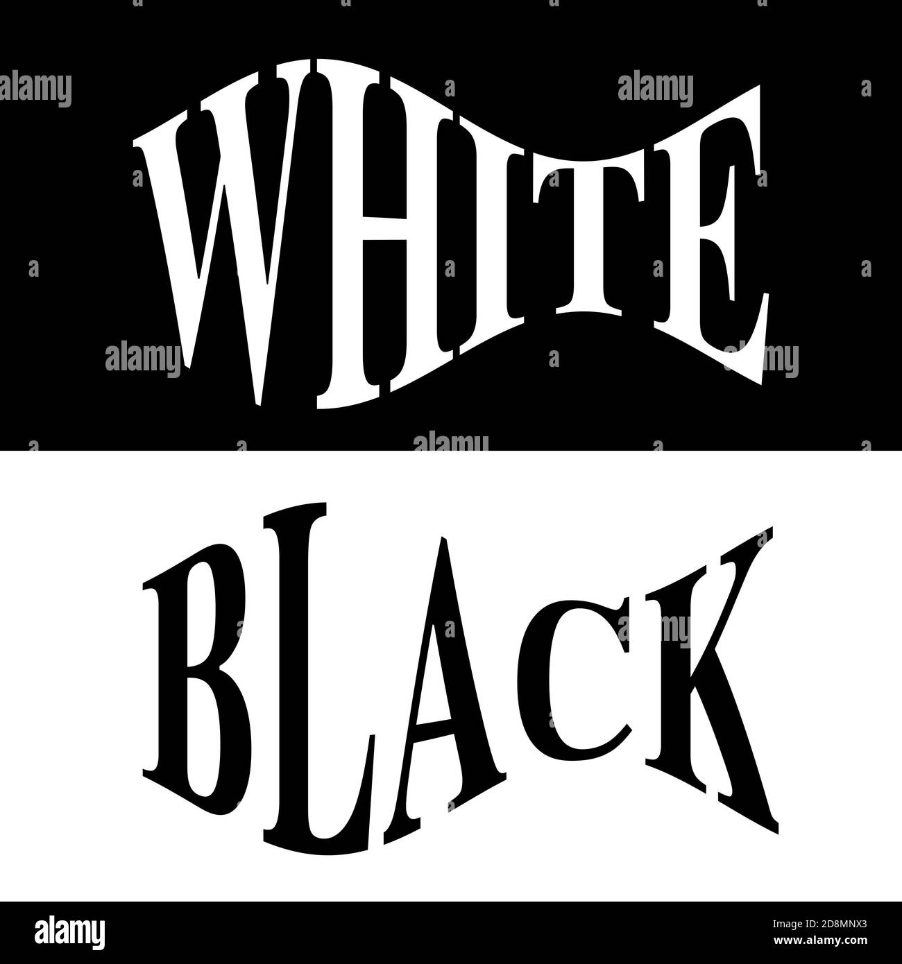 Words Black and White with opposite backgrounds, concept Stock Photo