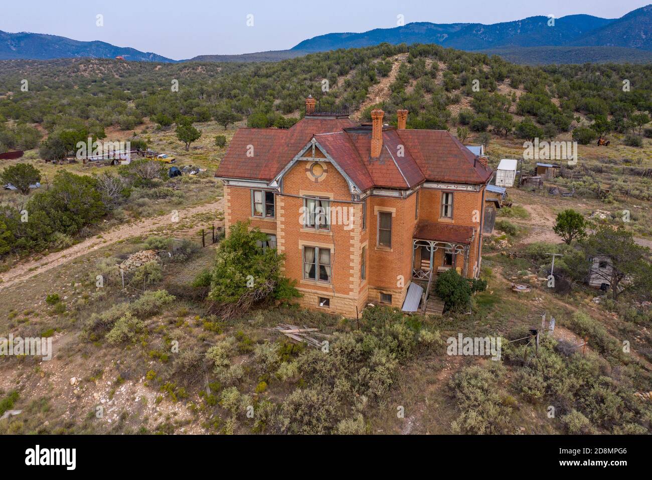 Watt Hoyle Mansion, or Hoyles folly, White Oaks, ghost town, Lincoln County, NM, USA Stock Photo