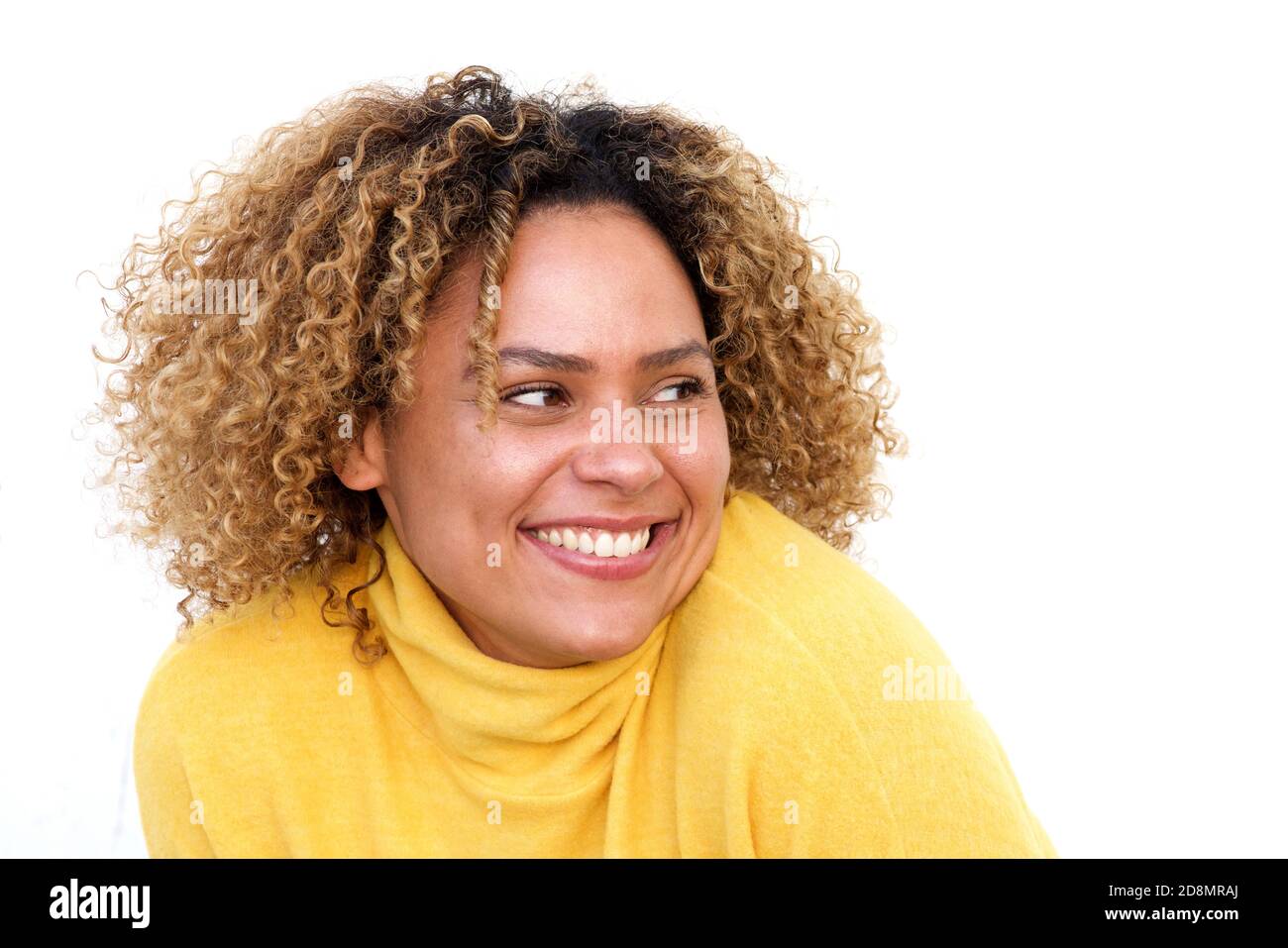 Close up portrait of beautiful african american woman smiling against ...
