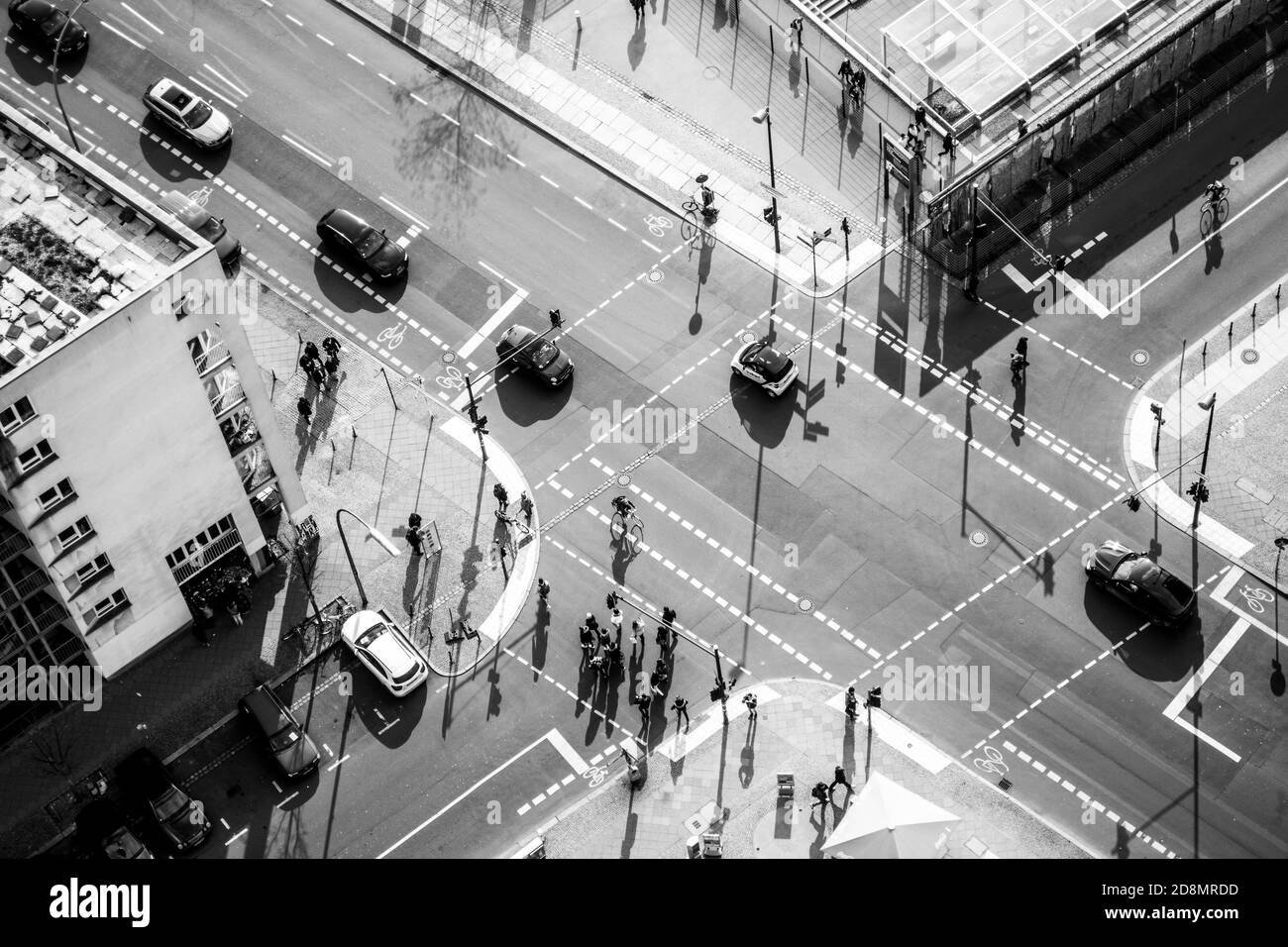 Ariel view from the Weltballon of where the Berlin Wall once stood Stock Photo