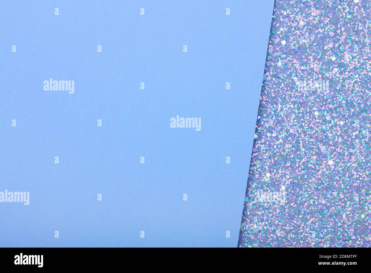 Holographic bright white glitter real texture background with rectangular sequins. Stock Photo