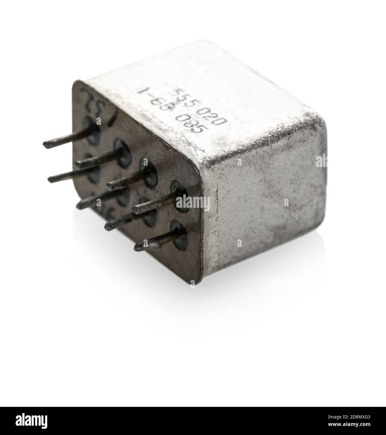 radio relay component closeup on white isolated background Stock Photo