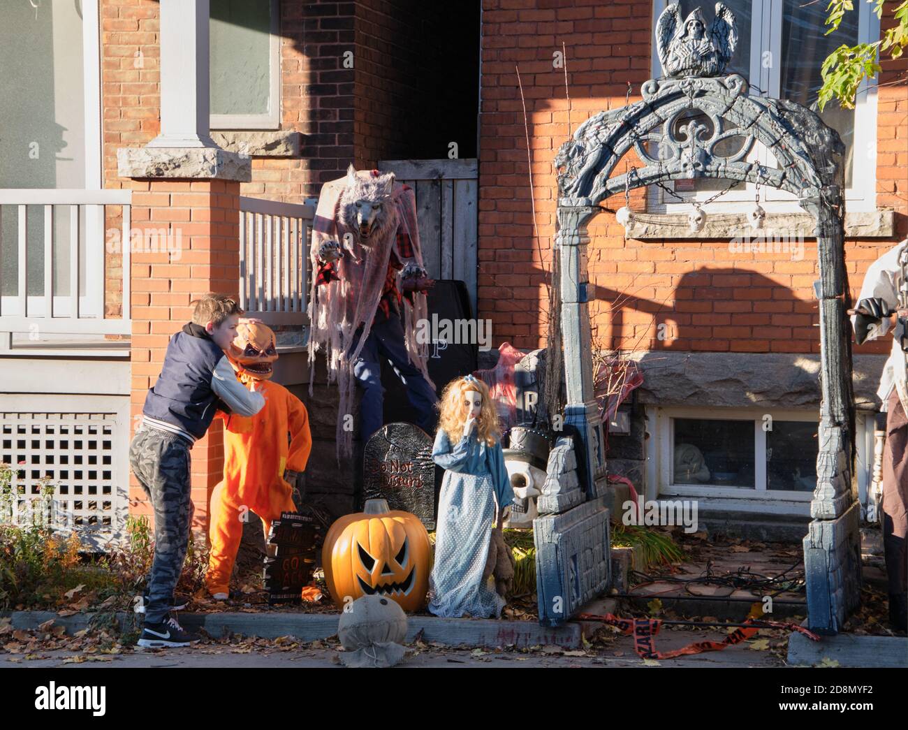 Photo Halloween Decorations Outside The Portsmouth Athenum,