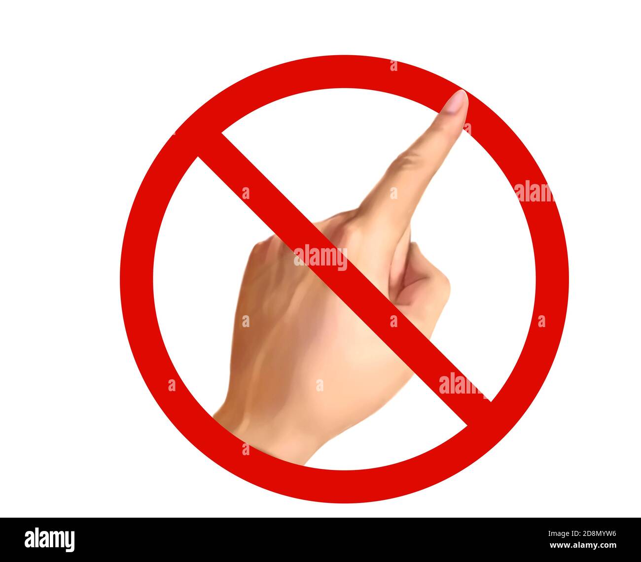 Realistic hand with a prohibition sign. Stock Photo