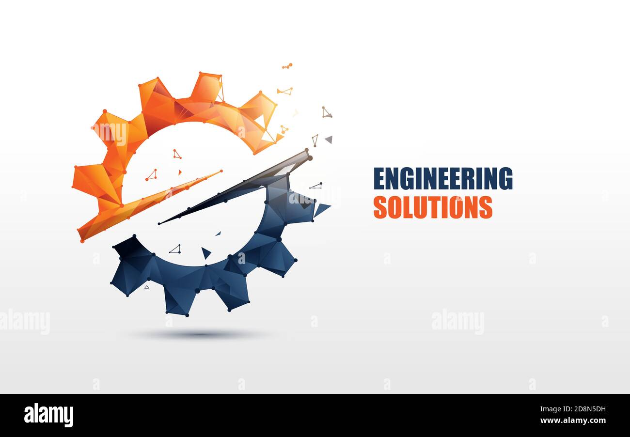 Engineering, Gear logo. Low poly model design. Vector Illustration Stock Vector