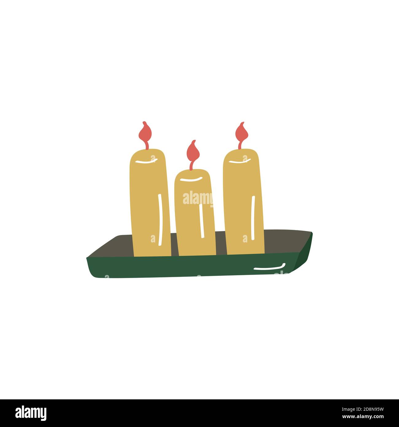 Candles in holder. Candlestick icon. Doodle vector icon Stock Vector