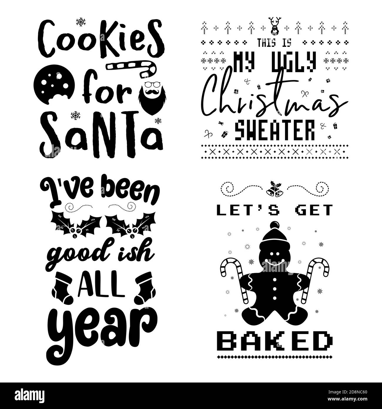 Funny Christmas calligraphy quotes set. Colorful typography designs for  xmas decoration, cards, t shirts, mug, other prints with words and holiday  Stock Vector Image & Art - Alamy