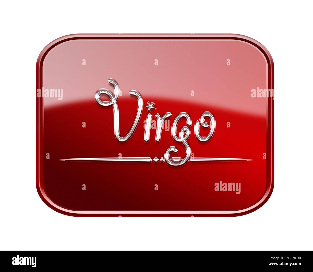 Virgo zodiac icon red glossy, isolated on white background Stock Photo