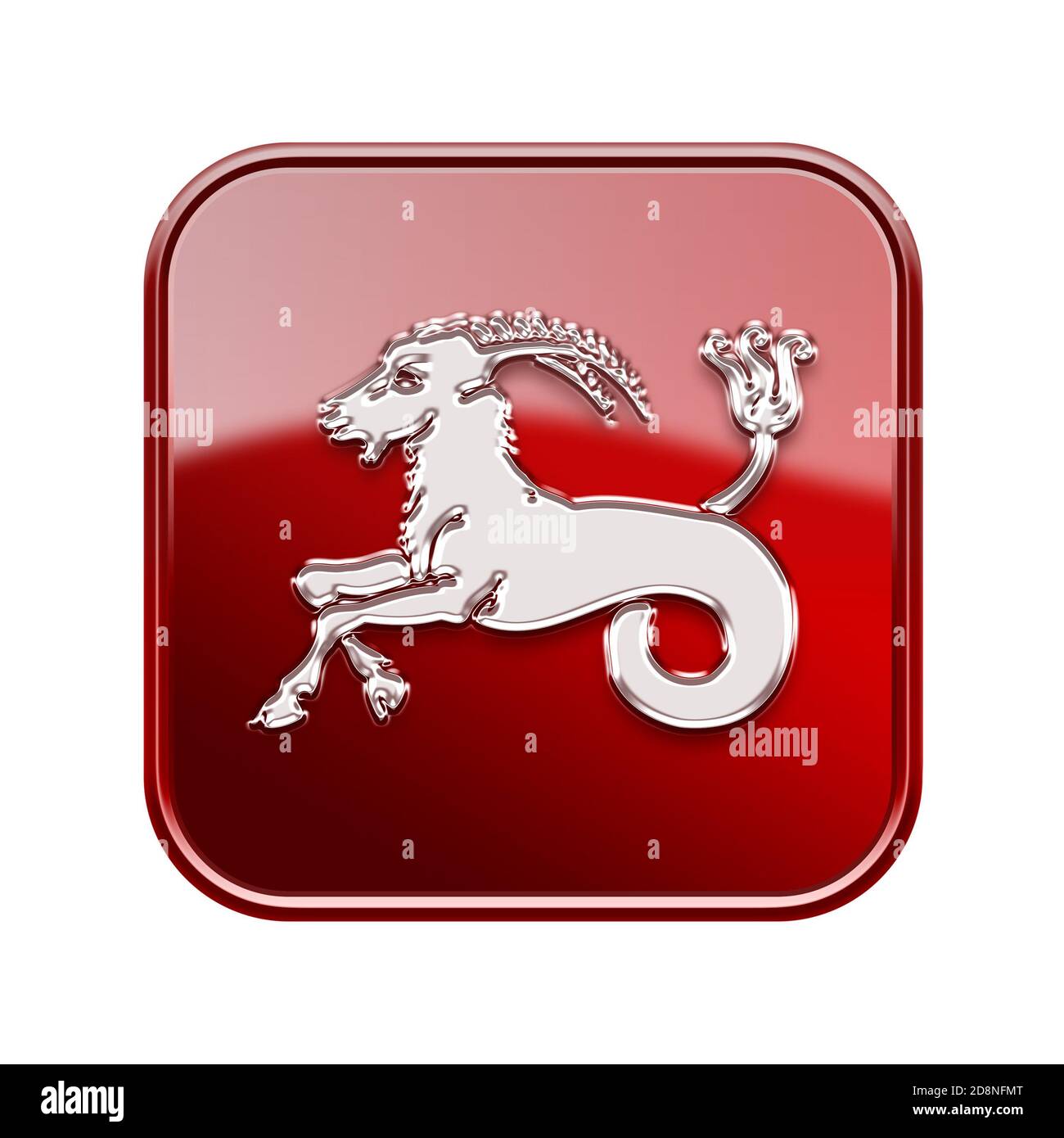 Capricorn zodiac icon red, isolated on white background Stock Photo