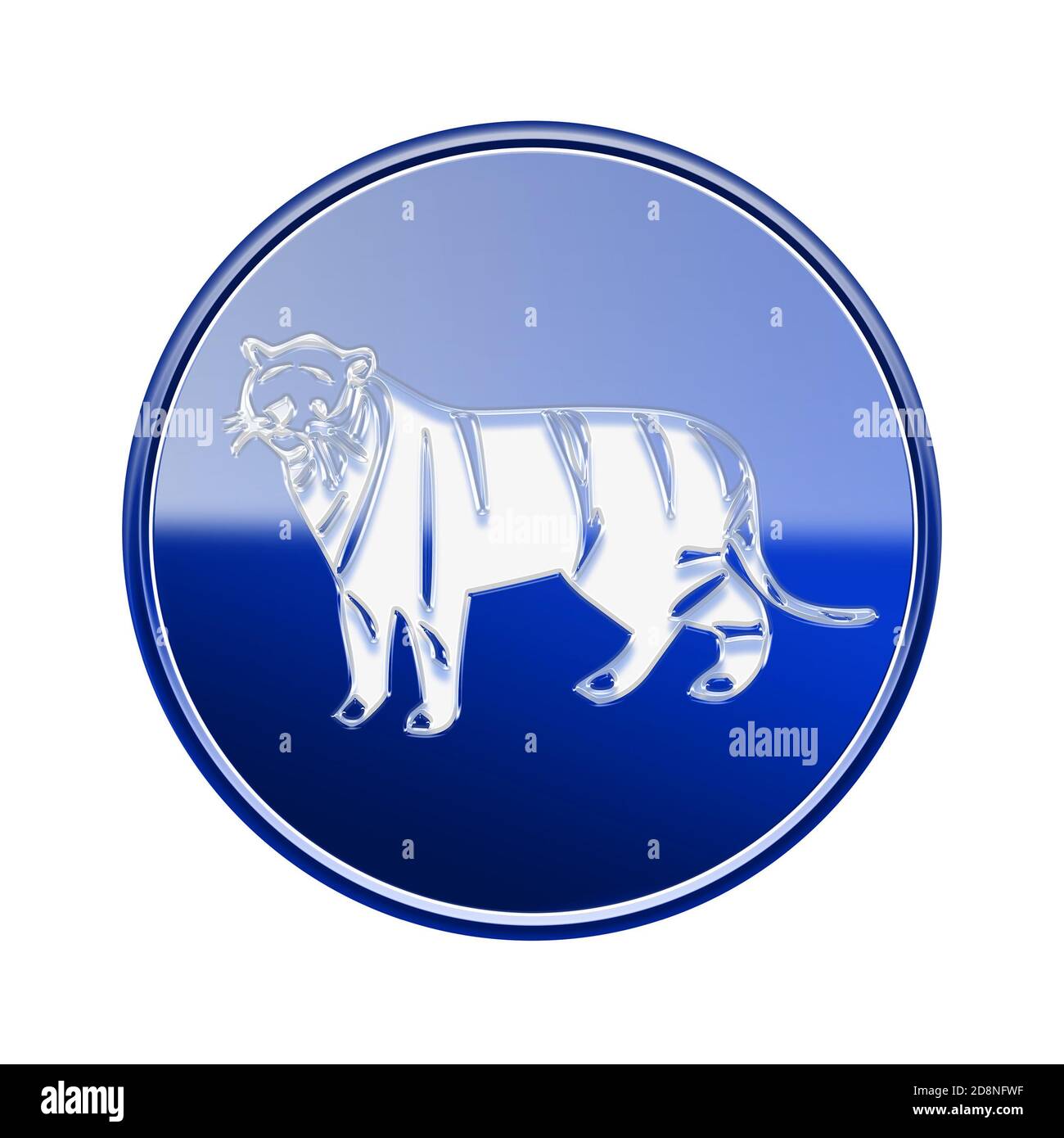 Tiger Zodiac icon blue, isolated on white background. Stock Photo