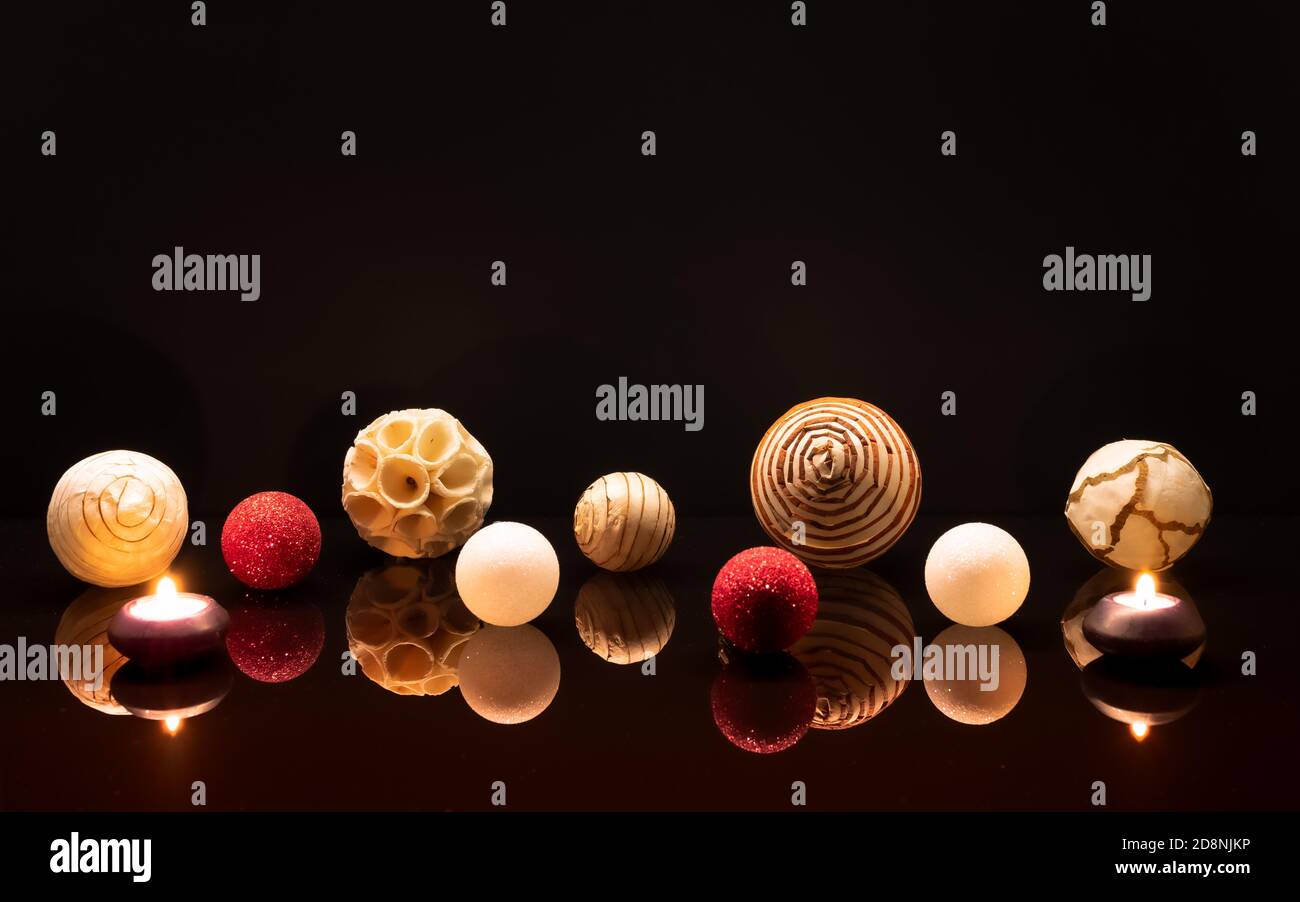 Christmas decorations zero waste with recyclable paper balls for Christmas tree. Ecological