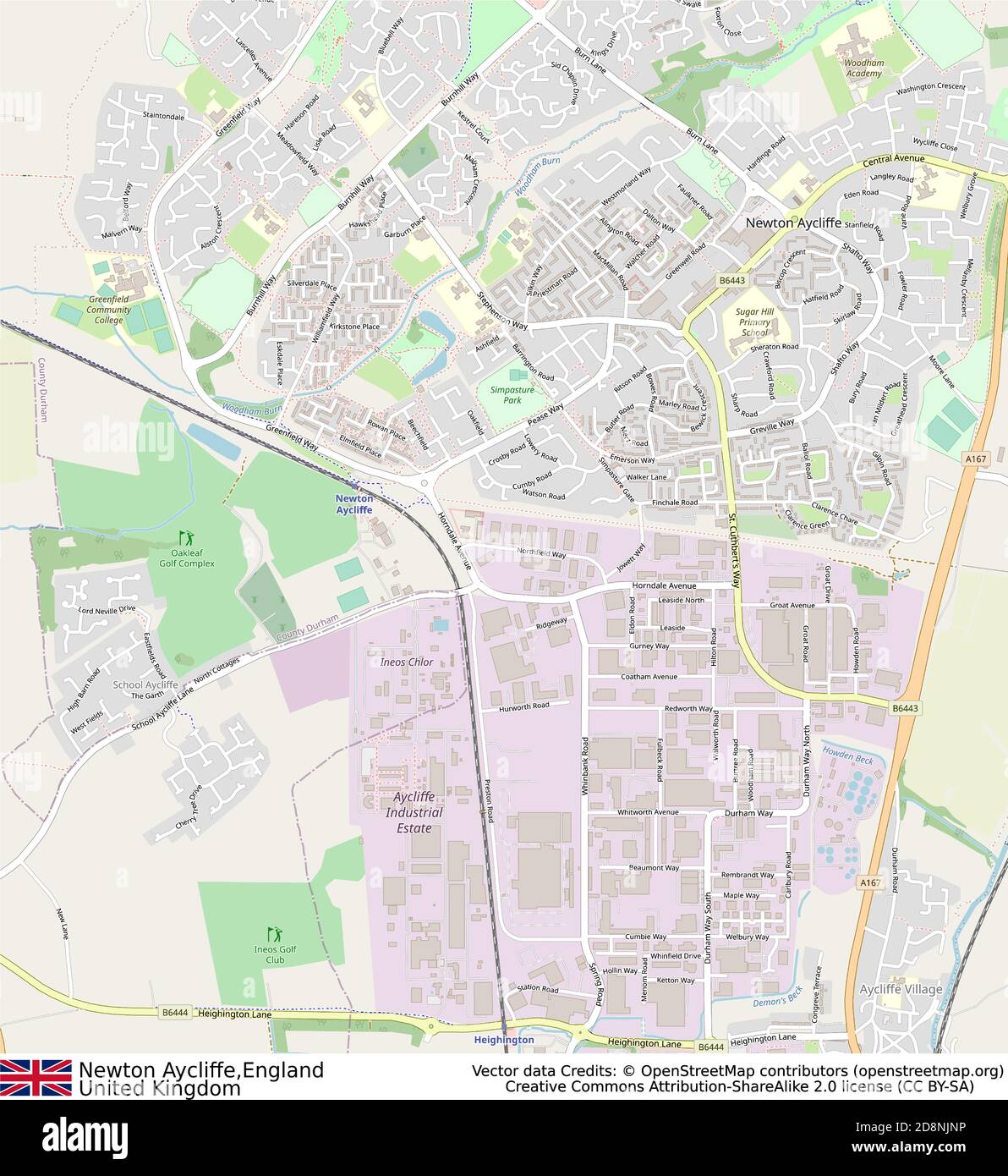 Newton Aycliffe Map High Resolution Stock Photography and Images Alamy