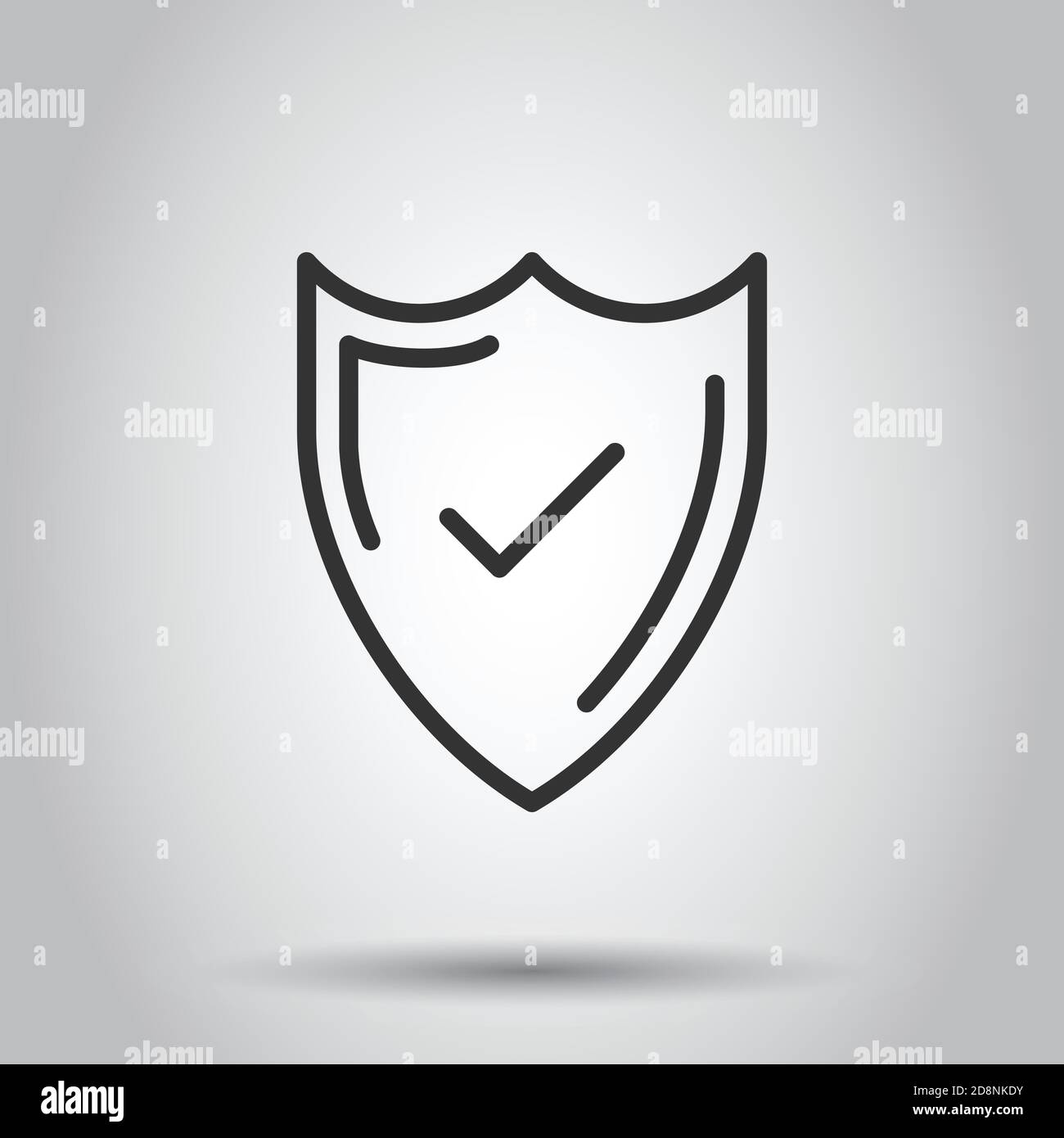 Shield with check mark icon in flat style. Protect vector illustration ...