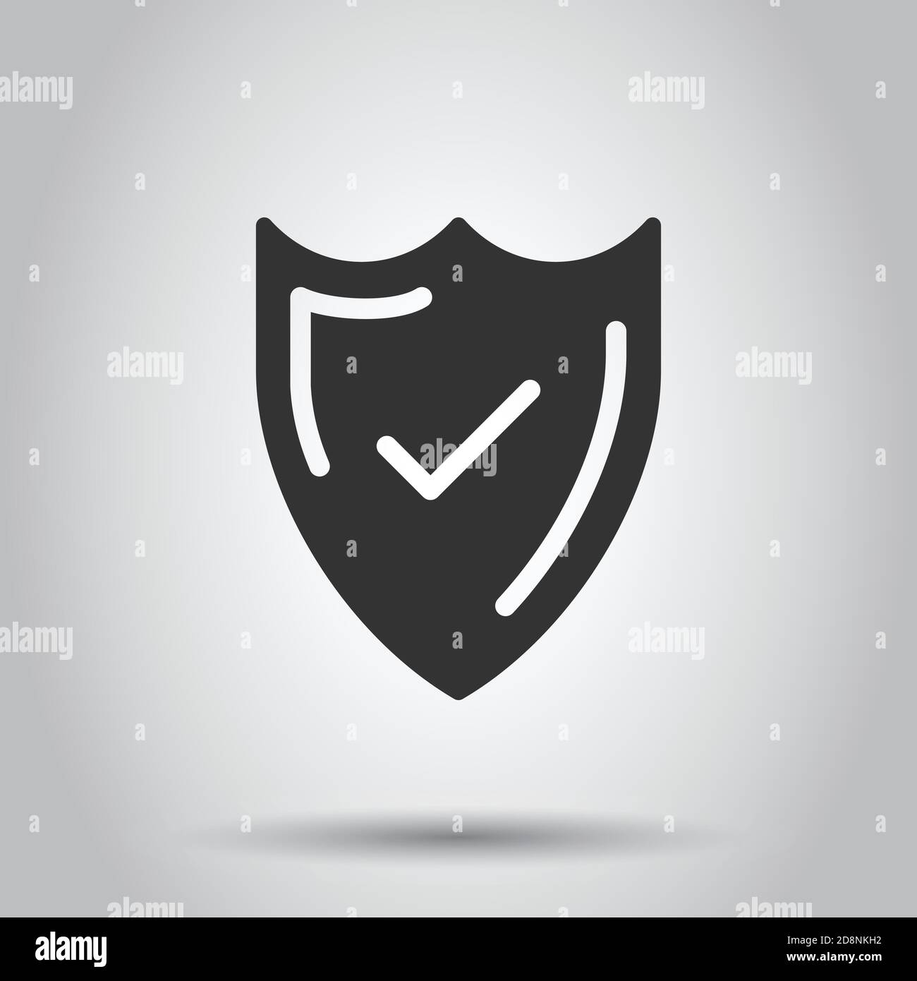 Shield with check mark icon in flat style. Protect vector illustration ...