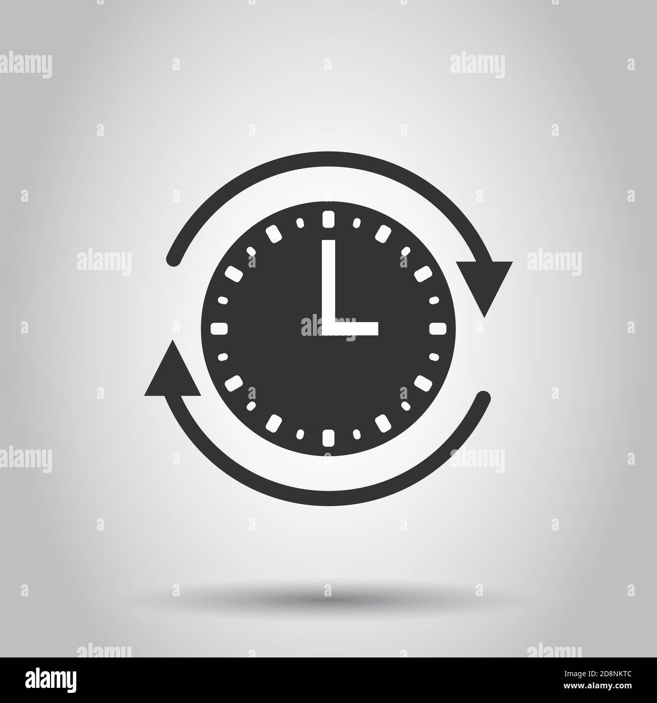 Clock icon in flat style. Watch vector illustration on white isolated ...