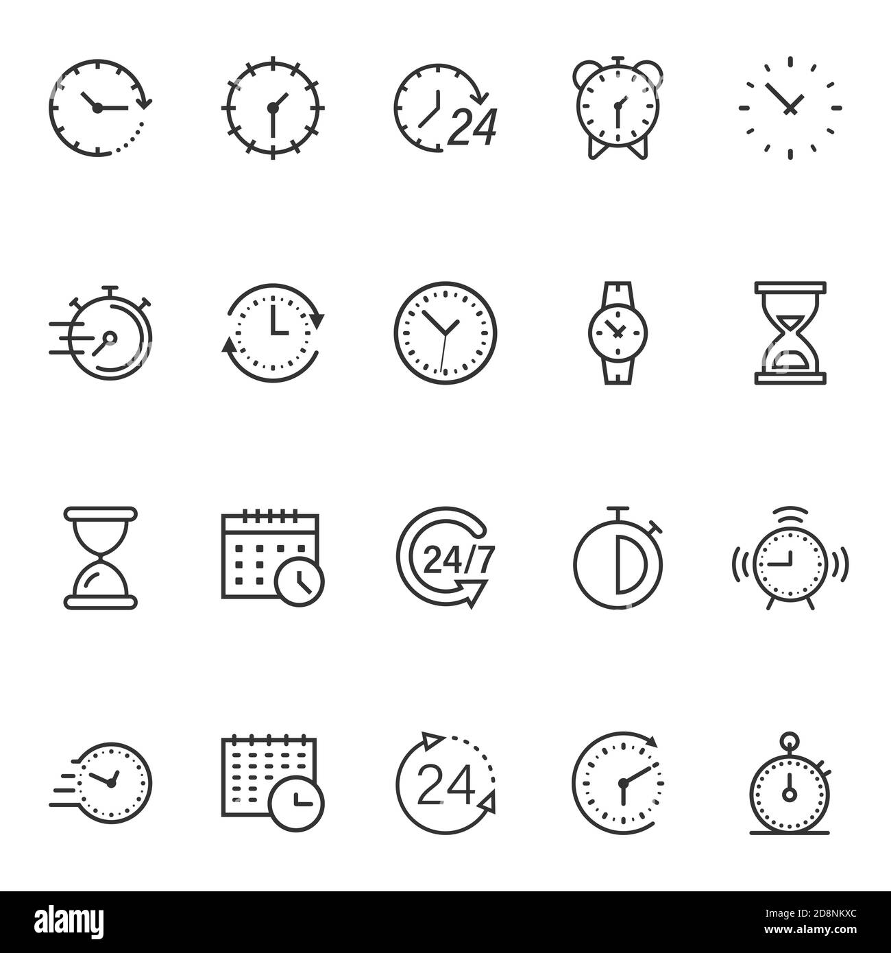 Time icon set in flat style. Agenda clock vector illustration on white ...