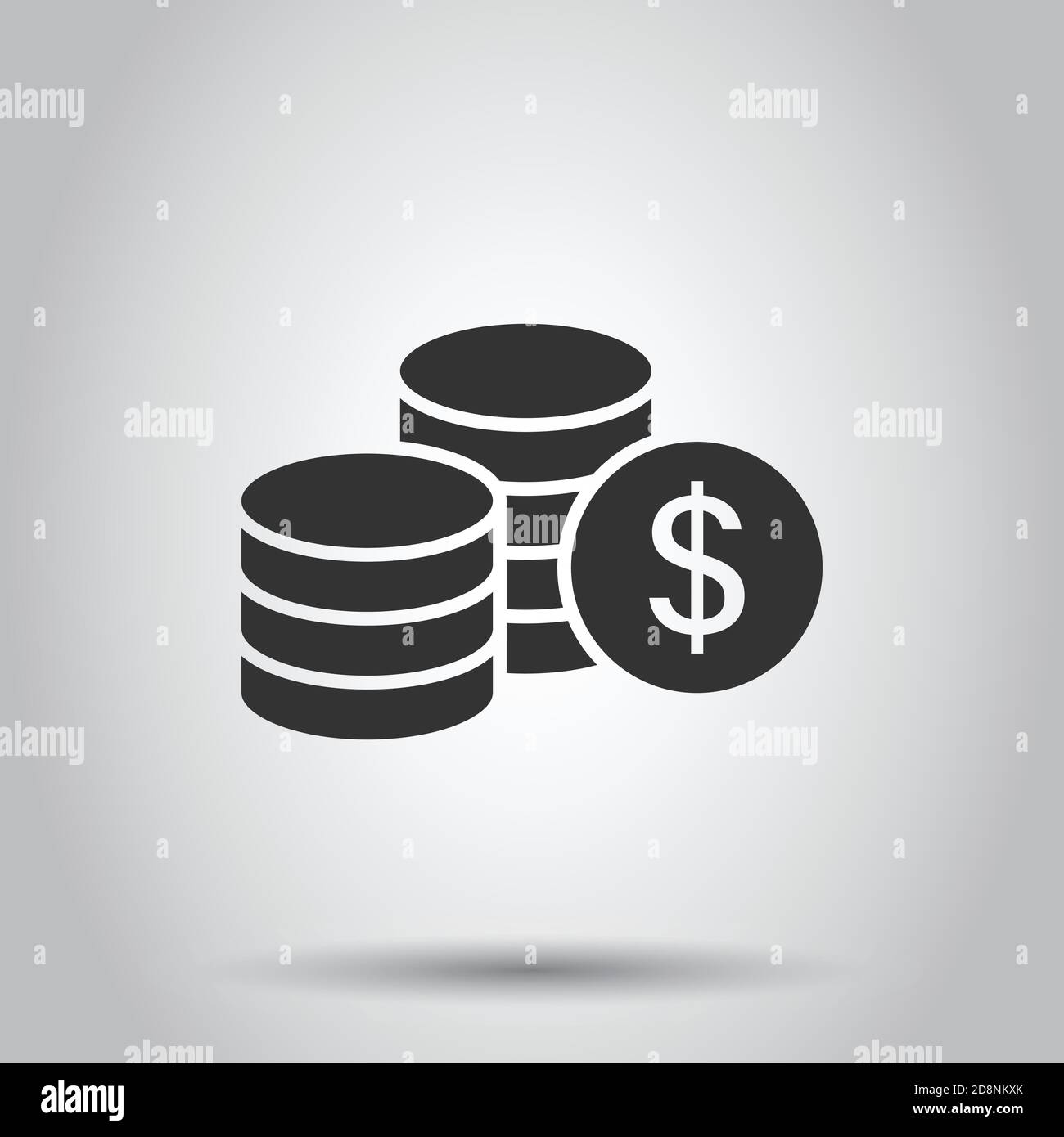 Coins stack icon in flat style. Dollar coin vector illustration on ...
