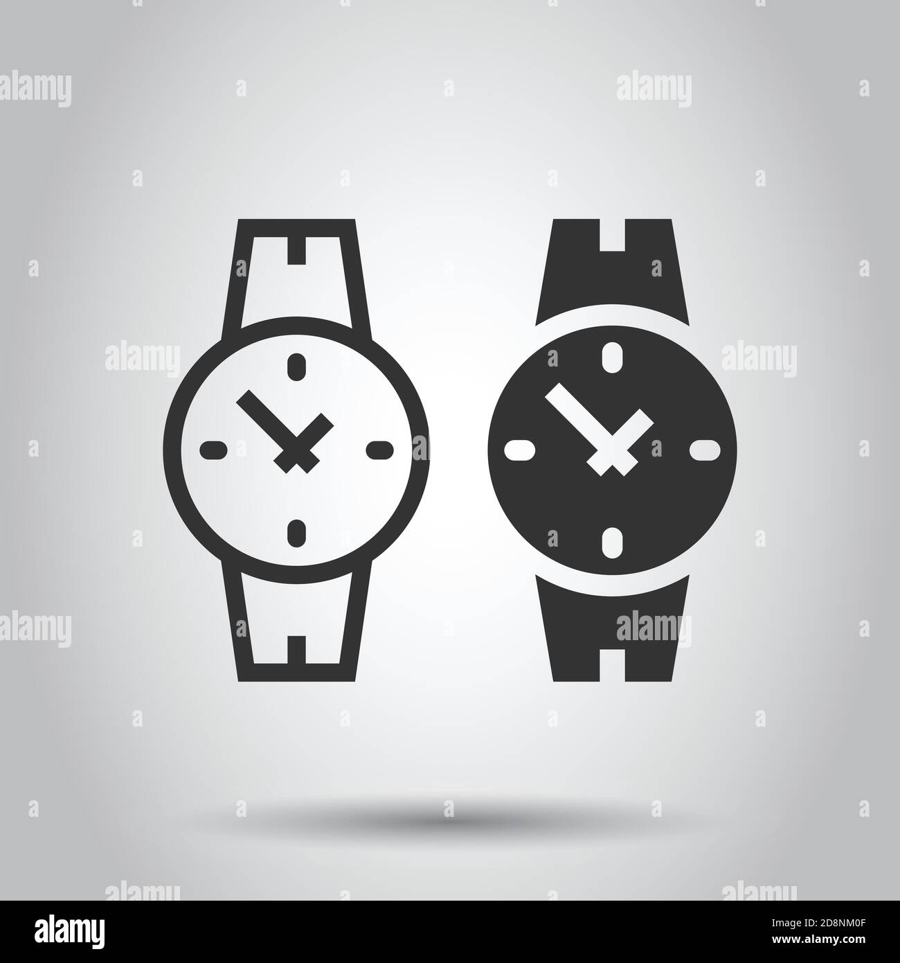 Wrist watch icon in flat style. Hand clock vector illustration on white ...